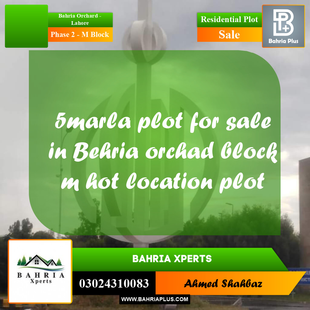 5 Marla Residential Plot for Sale in Phase 2 - M Block -  Bahria Orchard, Lahore - (BP-314856)