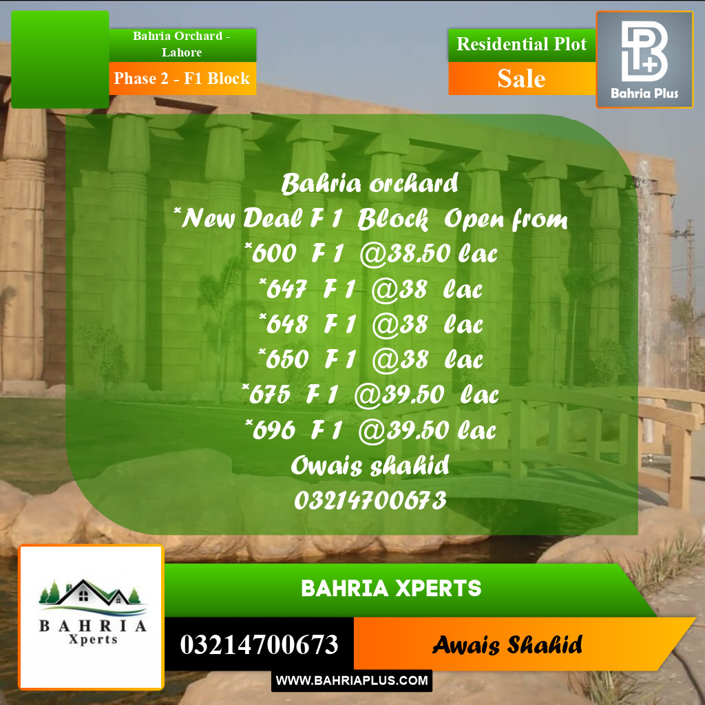 5 Marla Residential Plot for Sale in Phase 2 - F1 Block -  Bahria Orchard, Lahore - (BP-314858)