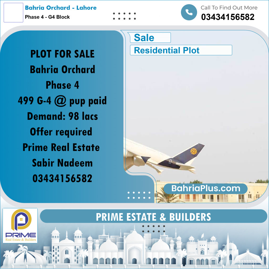 10 Marla Residential Plot for Sale in Phase 4 - G4 Block -  Bahria Orchard, Lahore - (BP-314916)