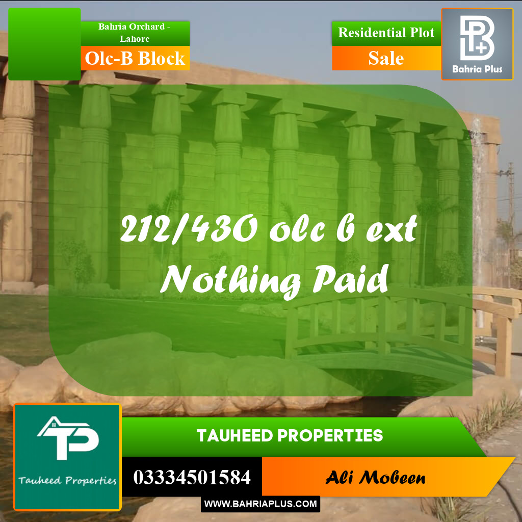 5 Marla Residential Plot for Sale in OLC-B Block -  Bahria Orchard, Lahore - (BP-314927)