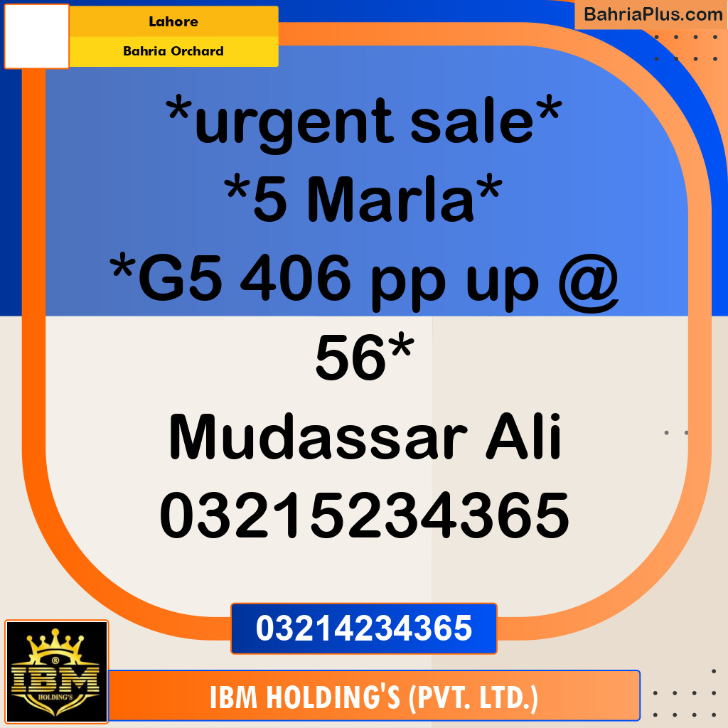 Residential Plot for Sale in Bahria Orchard, Lahore - (BP-314958)