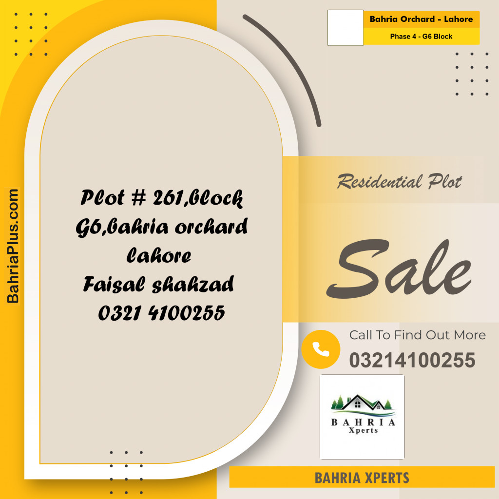 10 Marla Residential Plot for Sale in Phase 4 - G6 Block -  Bahria Orchard, Lahore - (BP-314959)