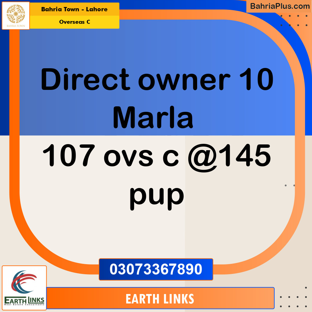 10 Marla Residential Plot for Sale in Overseas C -  Bahria Town, Lahore - (BP-314979)