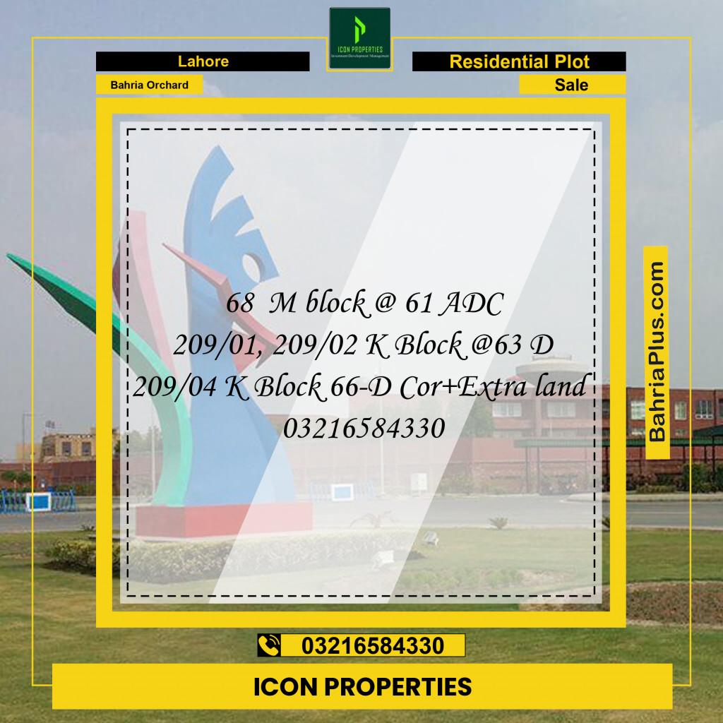 Residential Plot for Sale in Bahria Orchard, Lahore - (BP-314987)
