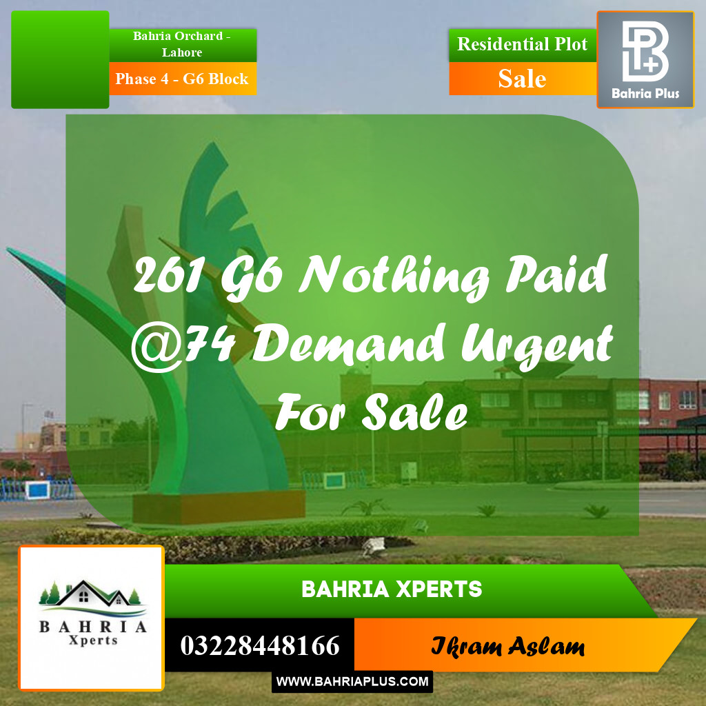 10 Marla Residential Plot for Sale in Phase 4 - G6 Block -  Bahria Orchard, Lahore - (BP-315439)