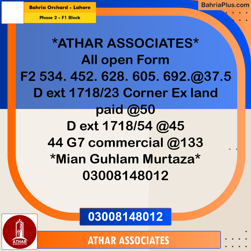 5 Marla Residential Plot for Sale in Phase 2 - F1 Block -  Bahria Orchard, Lahore - (BP-315441)