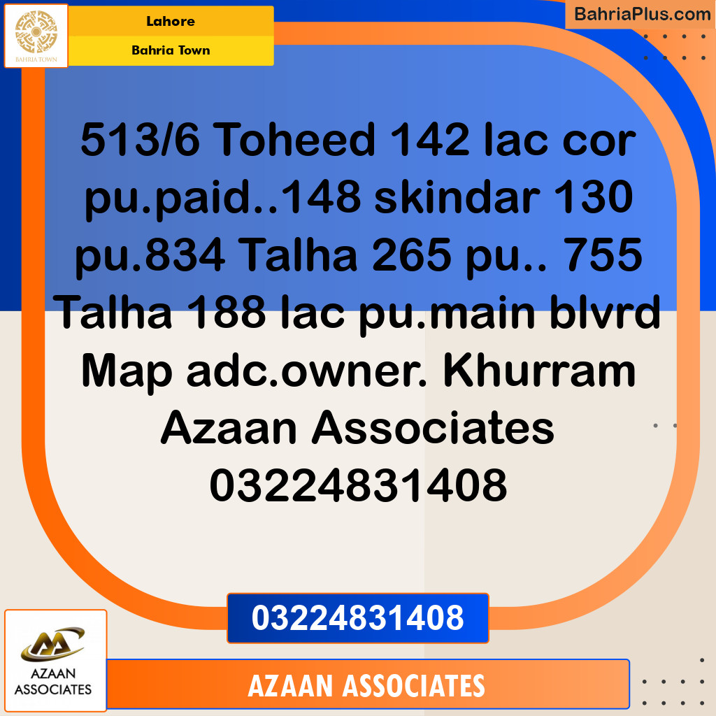 Residential Plot for Sale in Bahria Town, Lahore - (BP-315448)