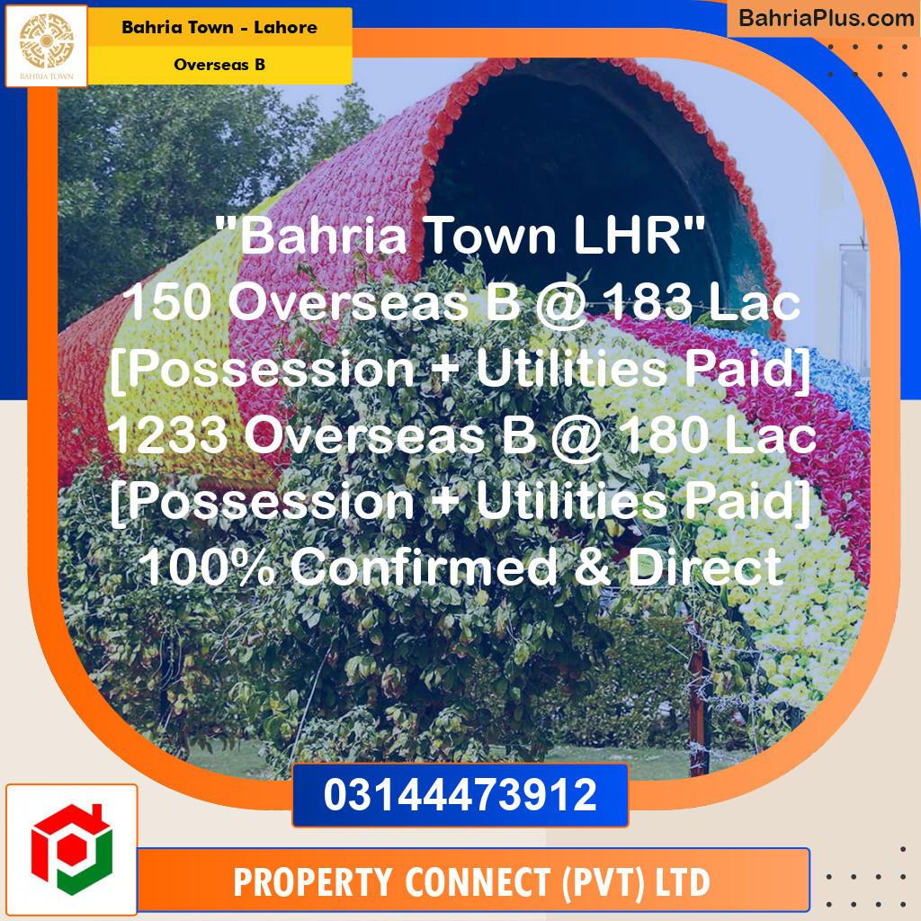10 Marla Residential Plot for Sale in Overseas B -  Bahria Town, Lahore - (BP-315538)