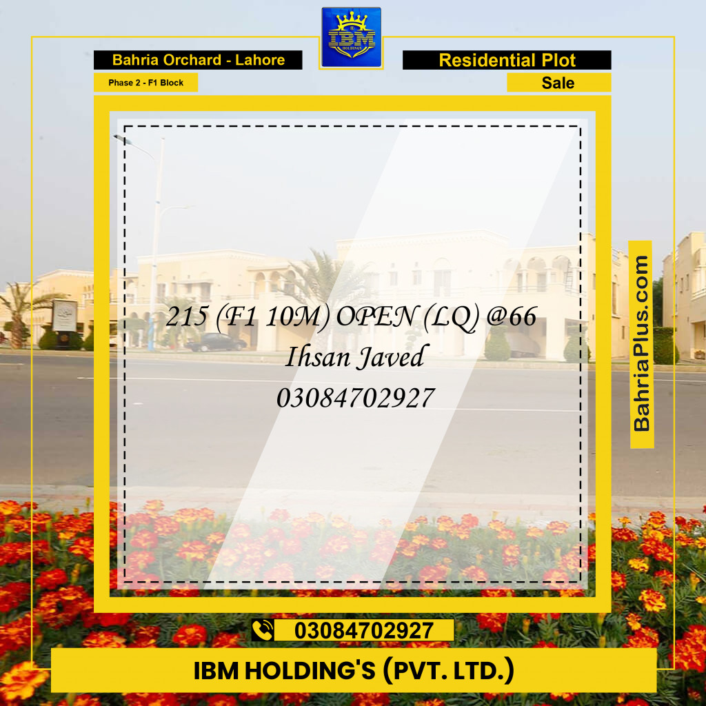 10 Marla Residential Plot for Sale in Phase 2 - F1 Block -  Bahria Orchard, Lahore - (BP-315581)