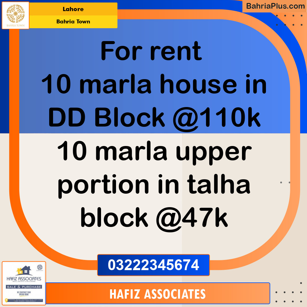 Residential House for Rent in Bahria Town, Lahore - (BP-315646)