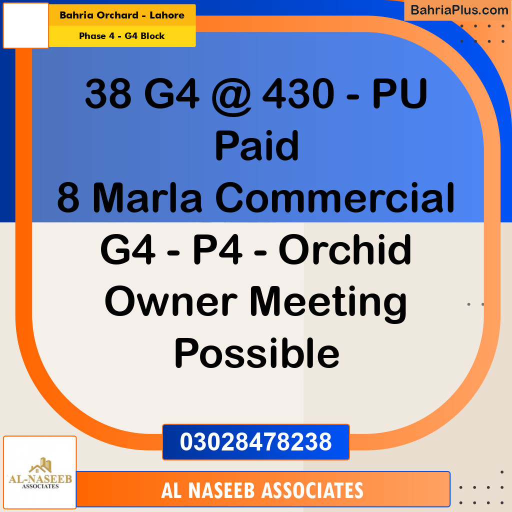 8 Marla Residential Plot for Sale in Phase 4 - G4 Block -  Bahria Orchard, Lahore - (BP-315652)