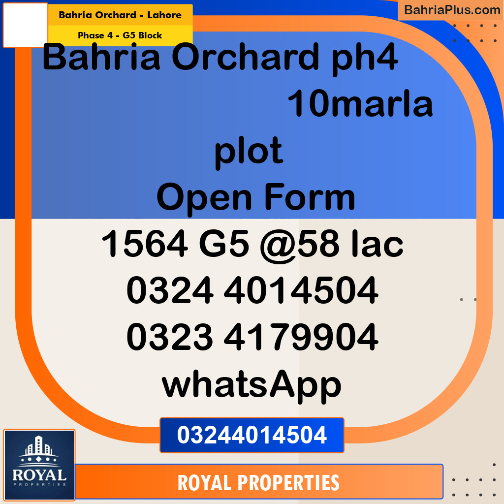 Residential Plot for Sale in Phase 4 - G5 Block -  Bahria Orchard, Lahore - (BP-315683)