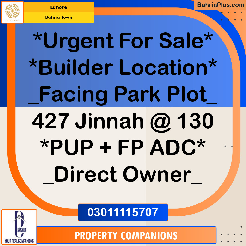 Residential Plot for Sale in Bahria Town, Lahore - (BP-315702)