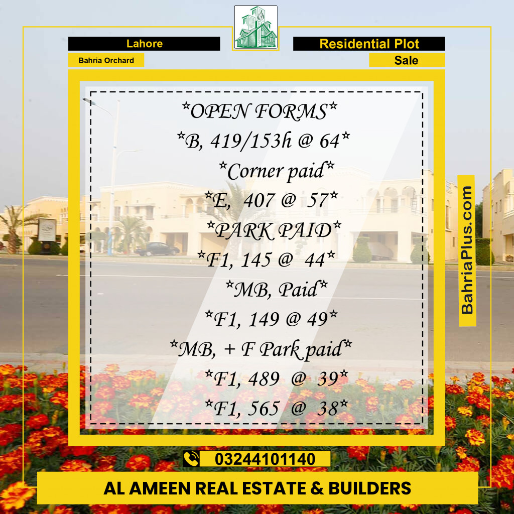 Residential Plot for Sale in Bahria Orchard, Lahore - (BP-315737)