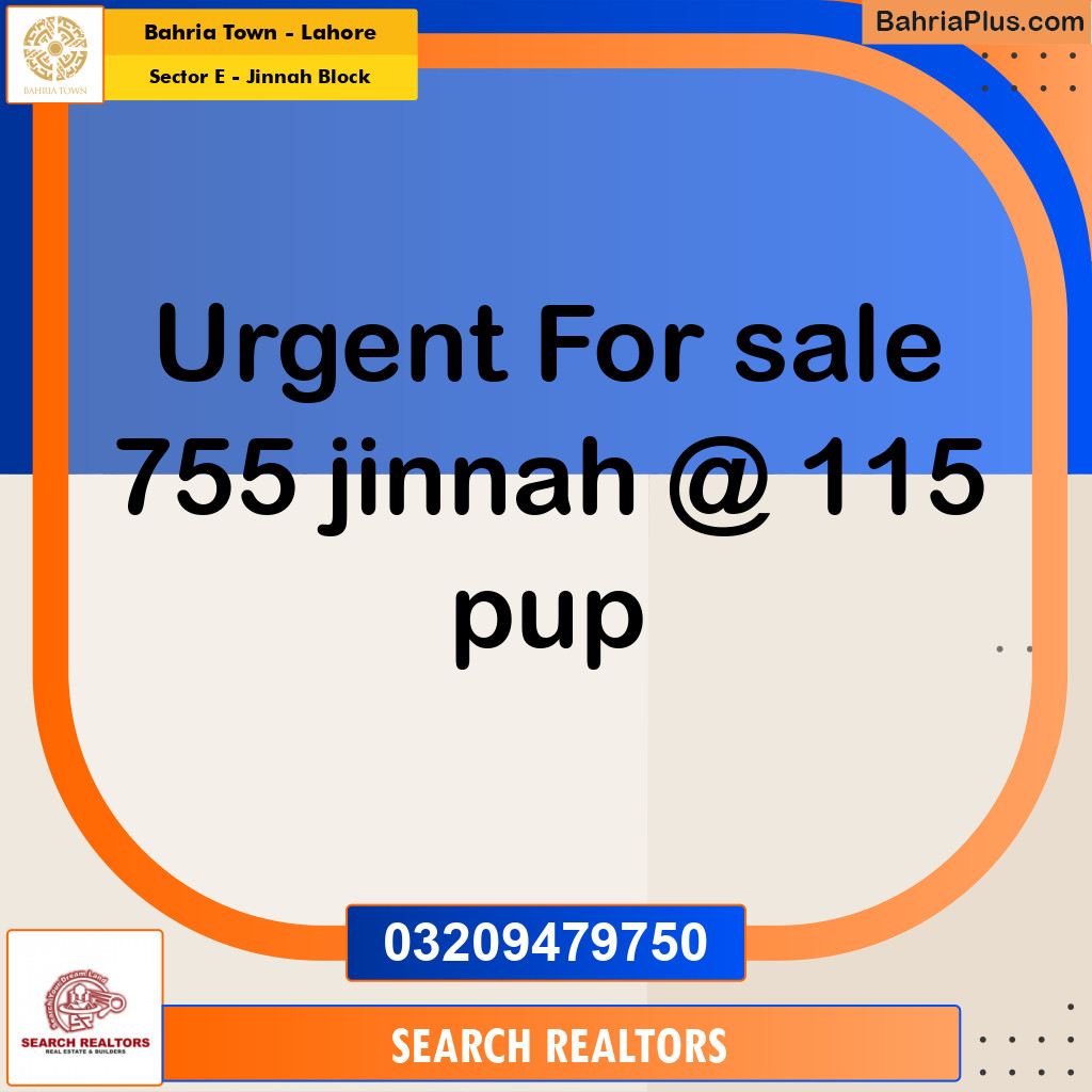 5 Marla Residential Plot for Sale in Sector E - Jinnah Block -  Bahria Town, Lahore - (BP-315814)