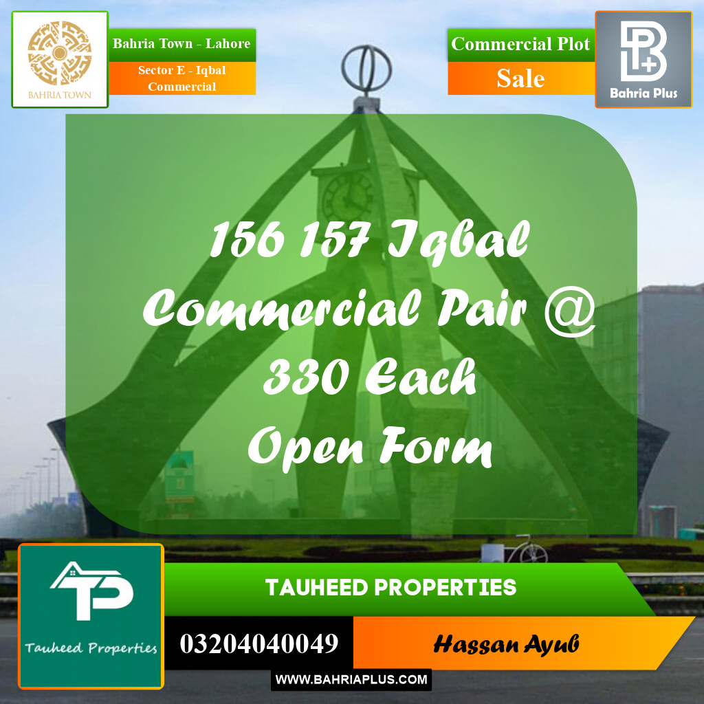 5 Marla Commercial Plot for Sale in Sector E - Iqbal Commercial -  Bahria Town, Lahore - (BP-315818)