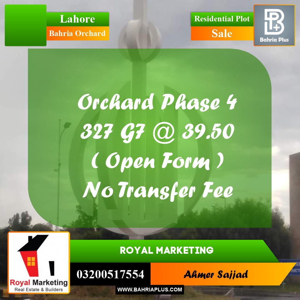 Residential Plot for Sale in Bahria Orchard, Lahore - (BP-315853)