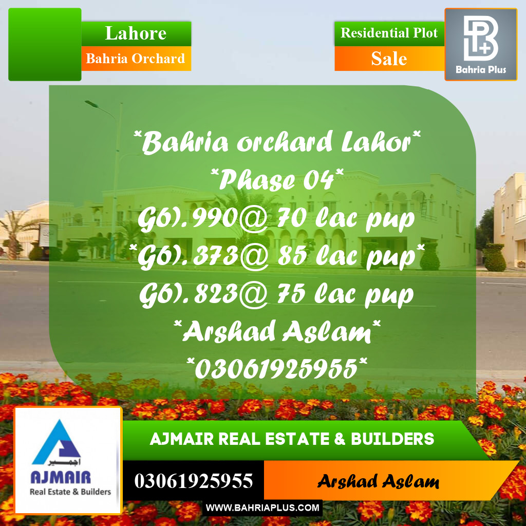Residential Plot for Sale in Bahria Orchard, Lahore - (BP-315894)