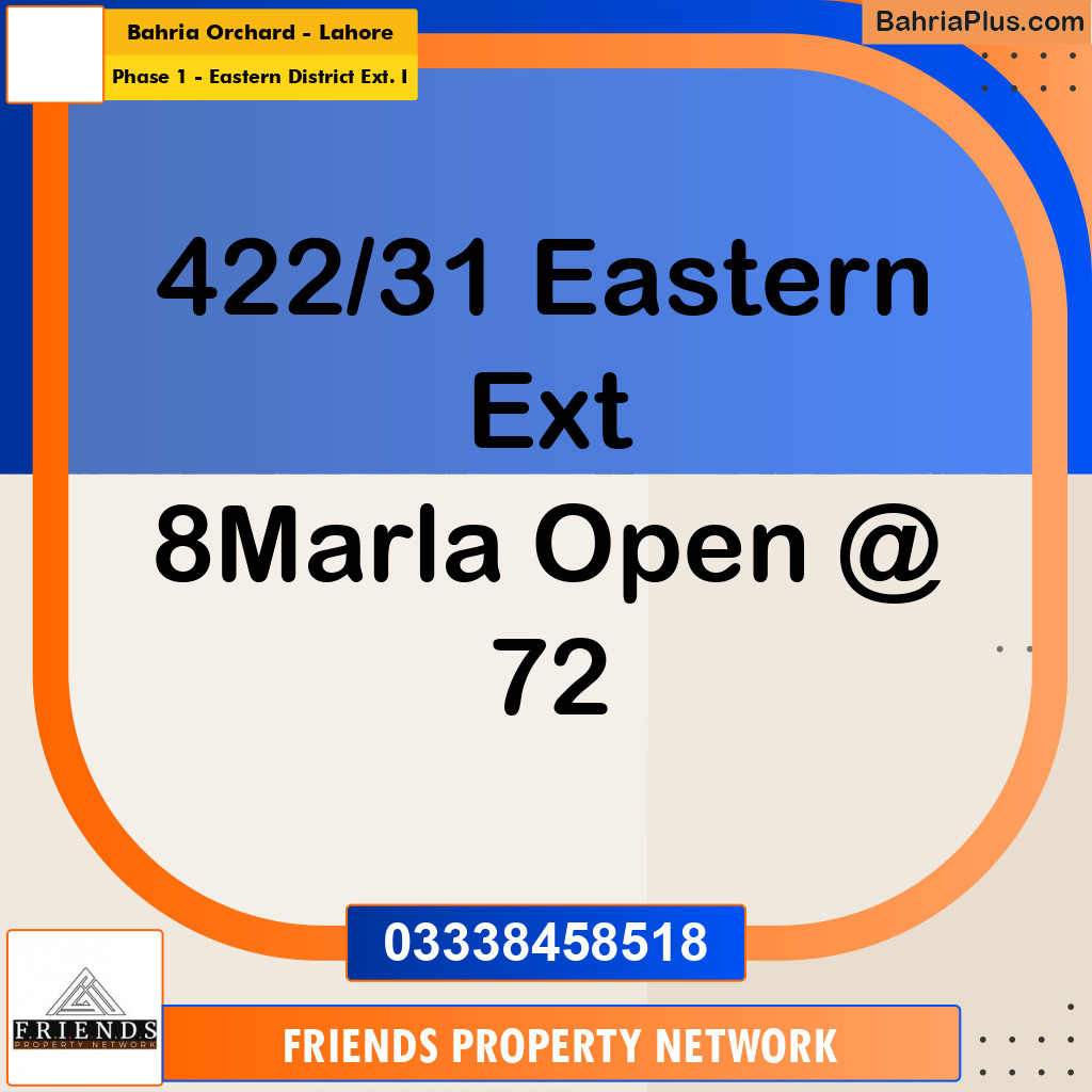 8 Marla Residential Plot for Sale in Phase 1 - Eastern District Ext. I -  Bahria Orchard, Lahore - (BP-315924)