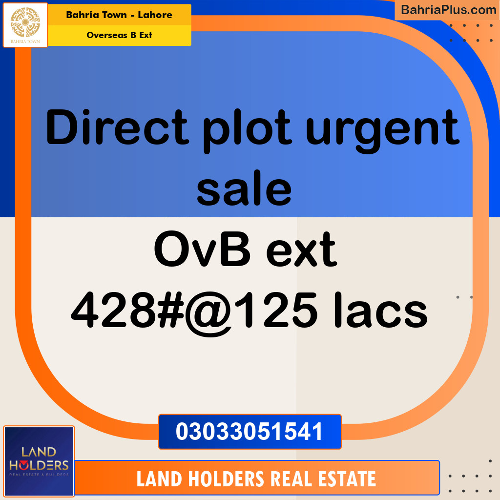 10 Marla Residential Plot for Sale in Overseas B Ext -  Bahria Town, Lahore - (BP-315985)
