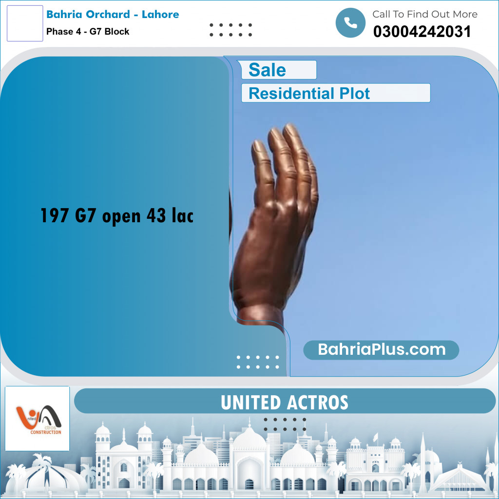5 Marla Residential Plot for Sale in Phase 4 - G7 Block -  Bahria Orchard, Lahore - (BP-316022)