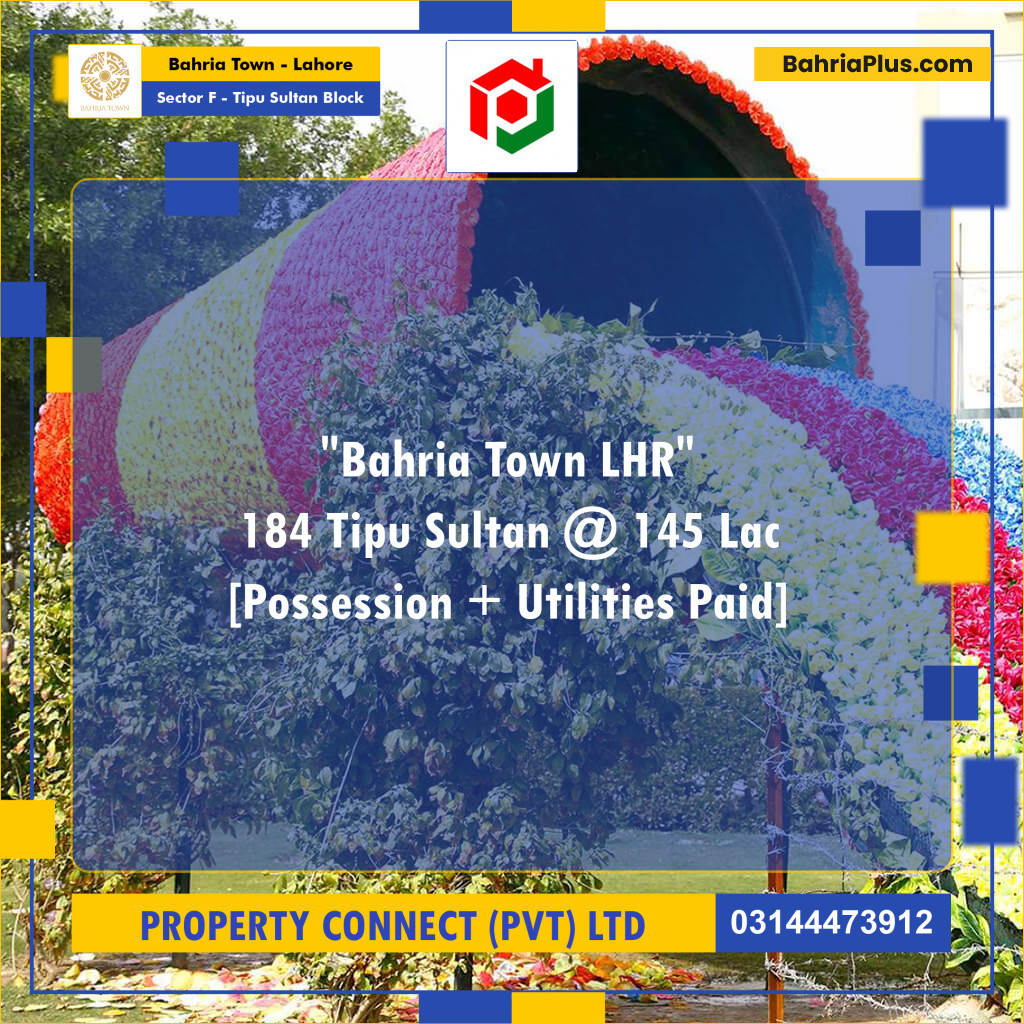 10 Marla Residential Plot for Sale in Sector F - Tipu Sultan Block -  Bahria Town, Lahore - (BP-316025)