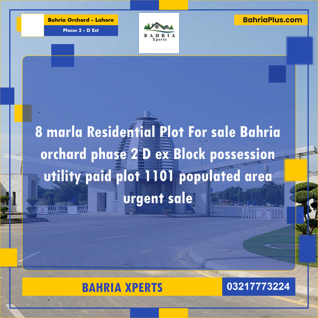 8 Marla Residential Plot for Sale in Phase 2 - D Ext -  Bahria Orchard, Lahore - (BP-316028)