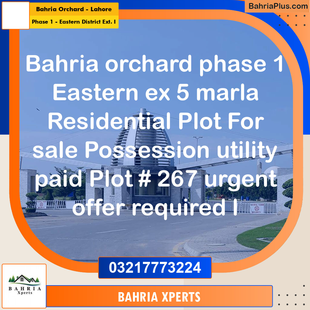 5 Marla Residential Plot for Sale in Phase 1 - Eastern District Ext. I -  Bahria Orchard, Lahore - (BP-316030)
