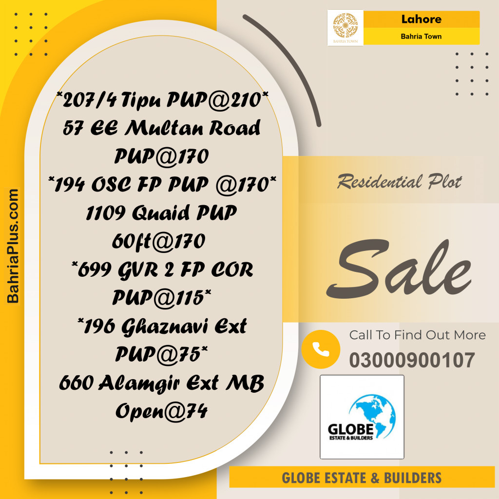 Residential Plot for Sale in Bahria Town, Lahore - (BP-316044)