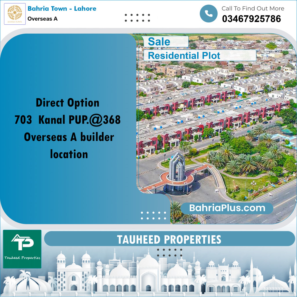 1 Kanal Residential Plot for Sale in Overseas A -  Bahria Town, Lahore - (BP-316066)