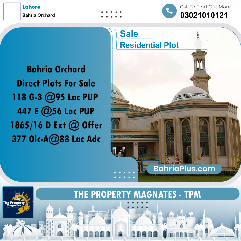 Residential Plot for Sale in Bahria Orchard, Lahore - (BP-316095)