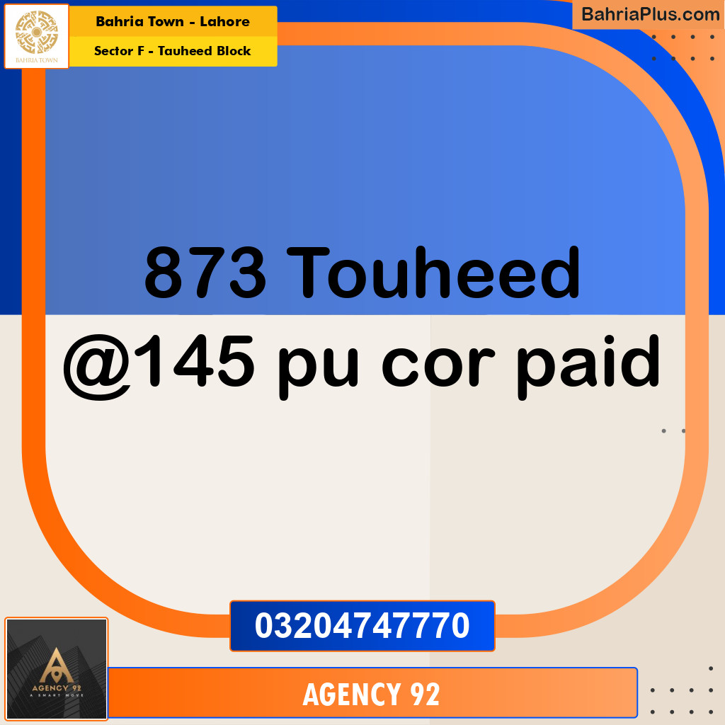 10 Marla Residential Plot for Sale in Sector F - Tauheed Block -  Bahria Town, Lahore - (BP-316139)