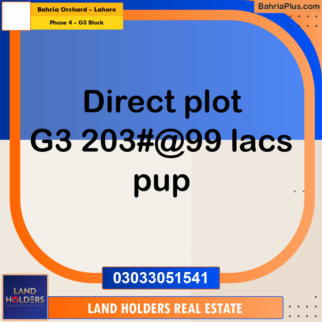 10 Marla Residential Plot for Sale in Phase 4 - G3 Block -  Bahria Orchard, Lahore - (BP-316170)