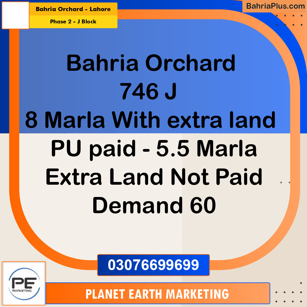 8 Marla Residential Plot for Sale in Phase 2 - J Block -  Bahria Orchard, Lahore - (BP-316172)