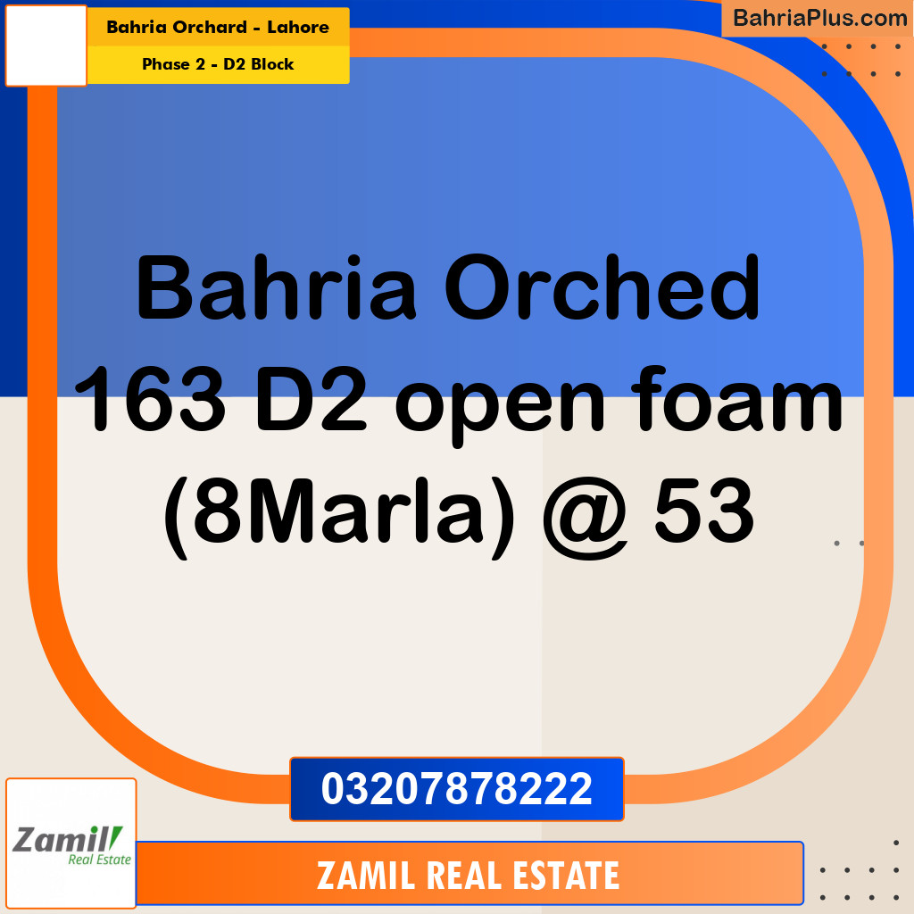 8 Marla Residential Plot for Sale in Phase 2 - D2 Block -  Bahria Orchard, Lahore - (BP-316237)