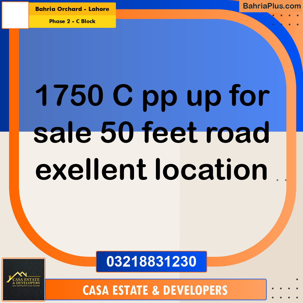 5 Marla Residential Plot for Sale in Phase 2 - C Block -  Bahria Orchard, Lahore - (BP-316238)