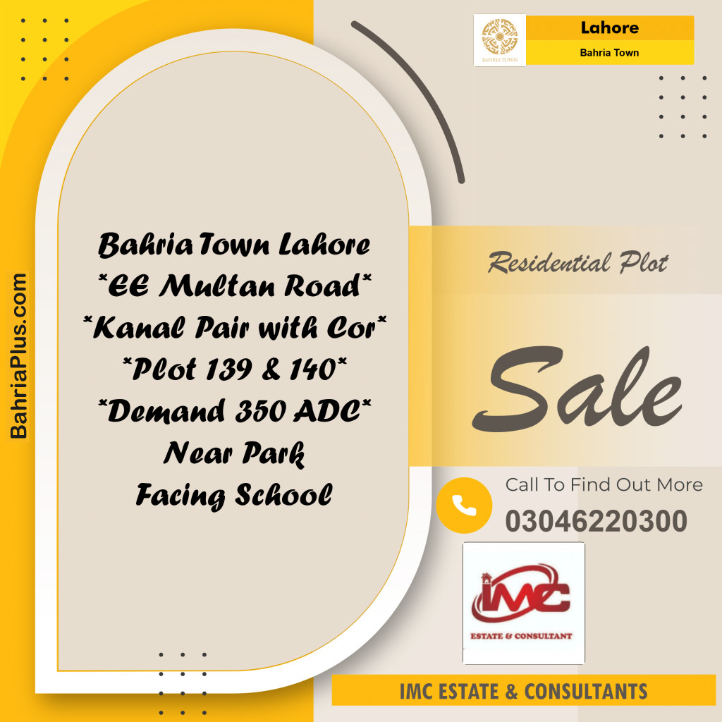 Residential Plot for Sale in Bahria Town, Lahore - (BP-316254)