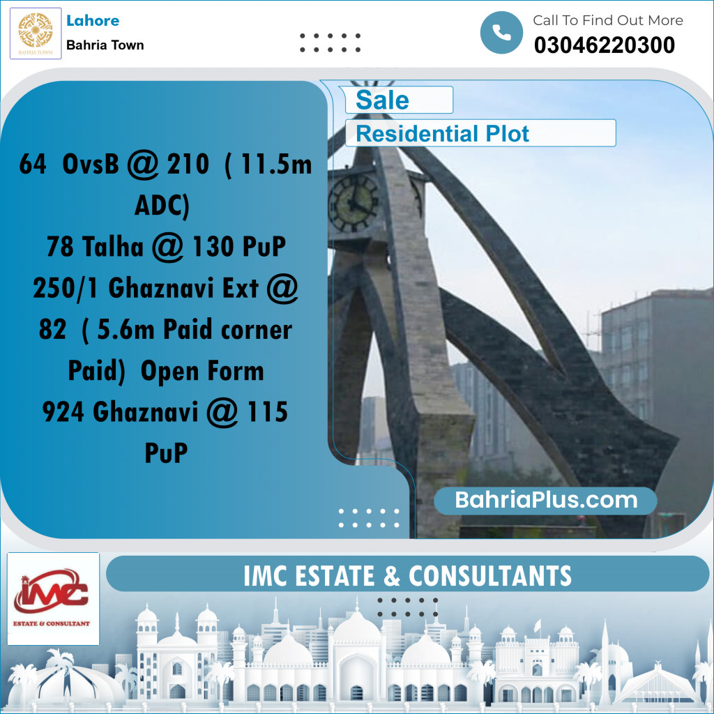 Residential Plot for Sale in Bahria Town, Lahore - (BP-316256)