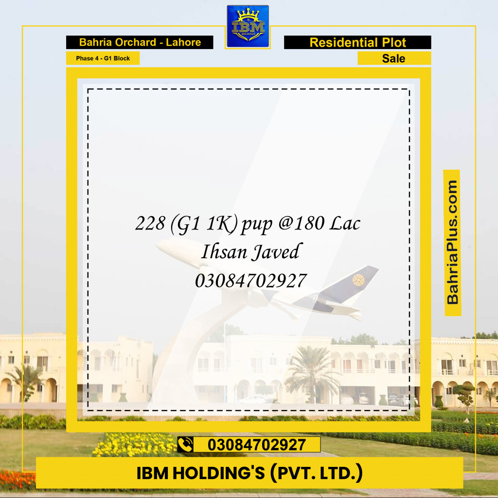 1 Kanal Residential Plot for Sale in Phase 4 - G1 Block -  Bahria Orchard, Lahore - (BP-316298)