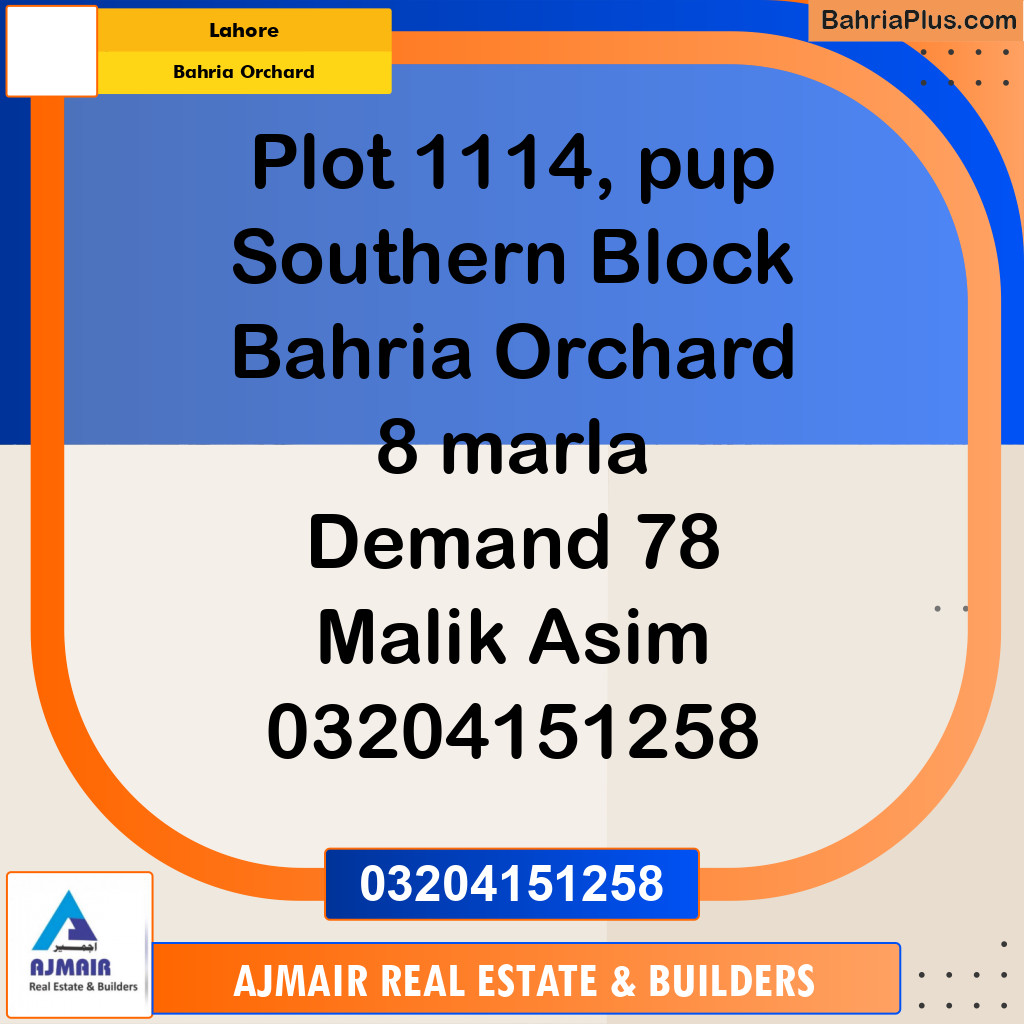 Residential Plot for Sale in Bahria Orchard, Lahore - (BP-316312)