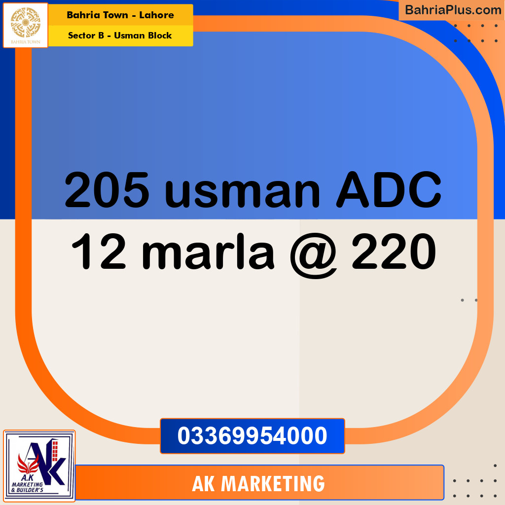 12 Marla Residential Plot for Sale in Sector B - Usman Block -  Bahria Town, Lahore - (BP-316331)