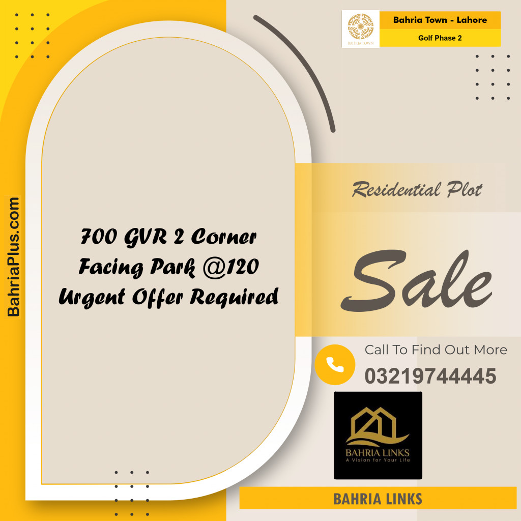 10 Marla Residential Plot for Sale in Golf Phase 2 -  Bahria Town, Lahore - (BP-316352)