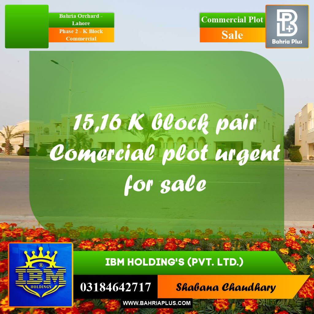 5 Marla Commercial Plot for Sale in Phase 2 - K Block Commercial -  Bahria Orchard, Lahore - (BP-316455)