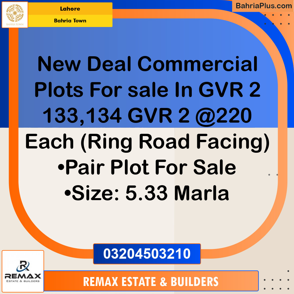5 Marla Commercial Plot for Sale in Bahria Town, Lahore - (BP-316461)