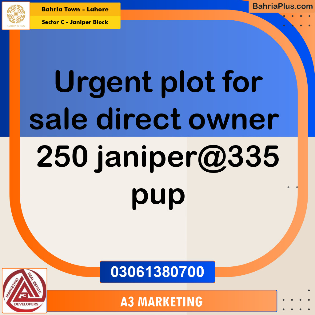 20 Kanal Residential Plot for Sale in Sector C - Janiper Block -  Bahria Town, Lahore - (BP-316465)