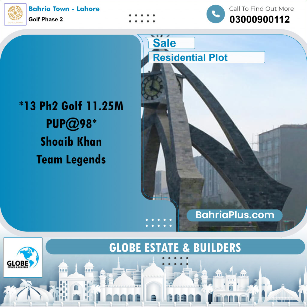 11.25 Marla Residential Plot for Sale in Golf Phase 2 -  Bahria Town, Lahore - (BP-316494)