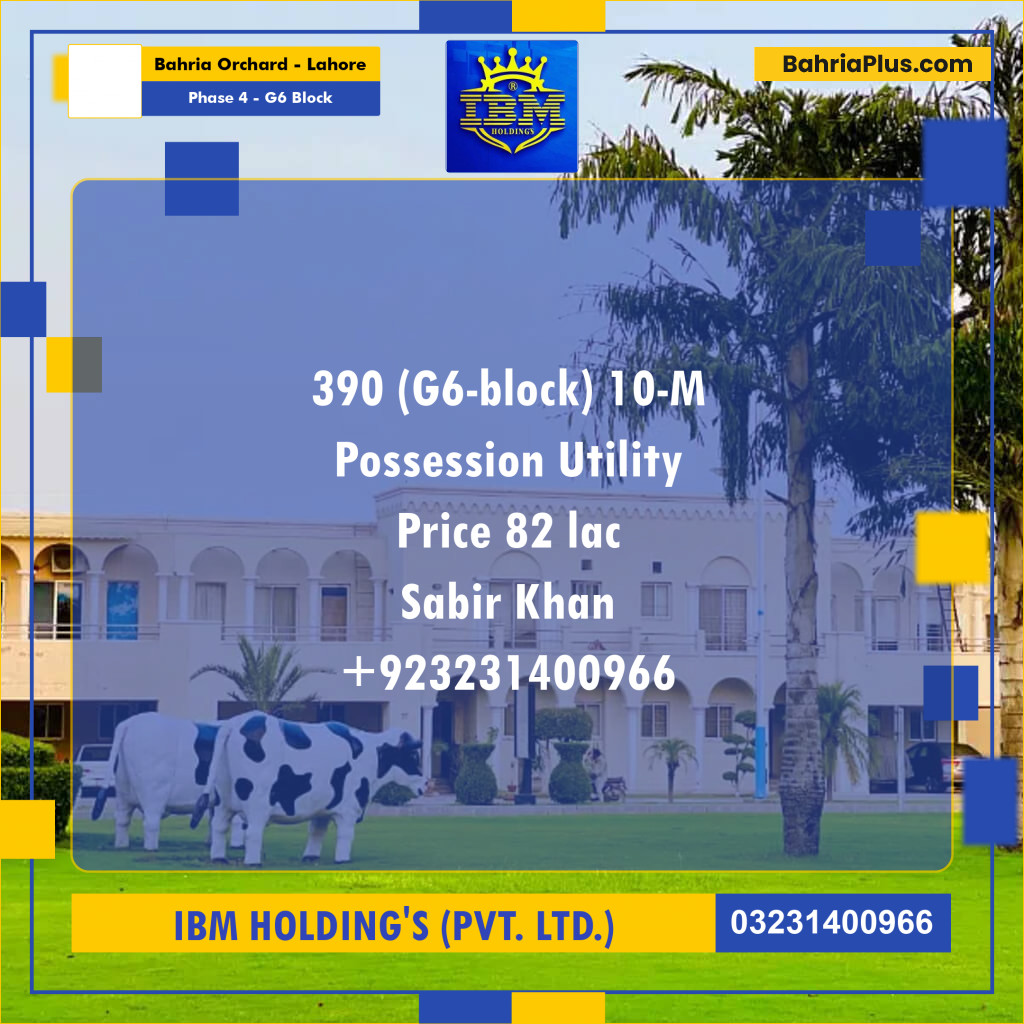 10 Marla Residential Plot for Sale in Phase 4 - G6 Block -  Bahria Orchard, Lahore - (BP-316500)