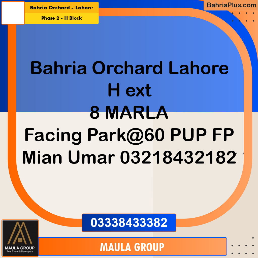8 Marla Residential Plot for Sale in Phase 2 - H Block -  Bahria Orchard, Lahore - (BP-316549)