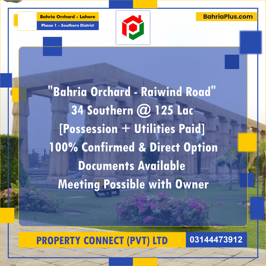 10 Marla Residential Plot for Sale in Phase 1 - Southern District -  Bahria Orchard, Lahore - (BP-316583)