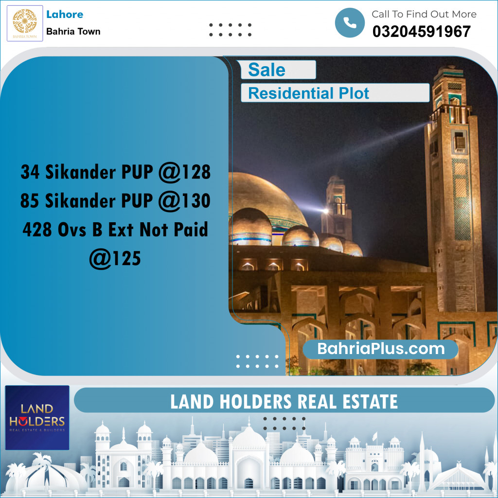 Residential Plot for Sale in Bahria Town, Lahore - (BP-316587)